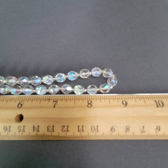 Womens Clear AB Aurora Borealis Faceted Crystal Fashion Beaded Necklace 17 in - Picture 7 of 7